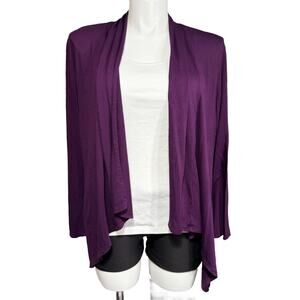 Midnight Womens Cardigan Sweater Open Drape Front Long Sleeve Purple XXL